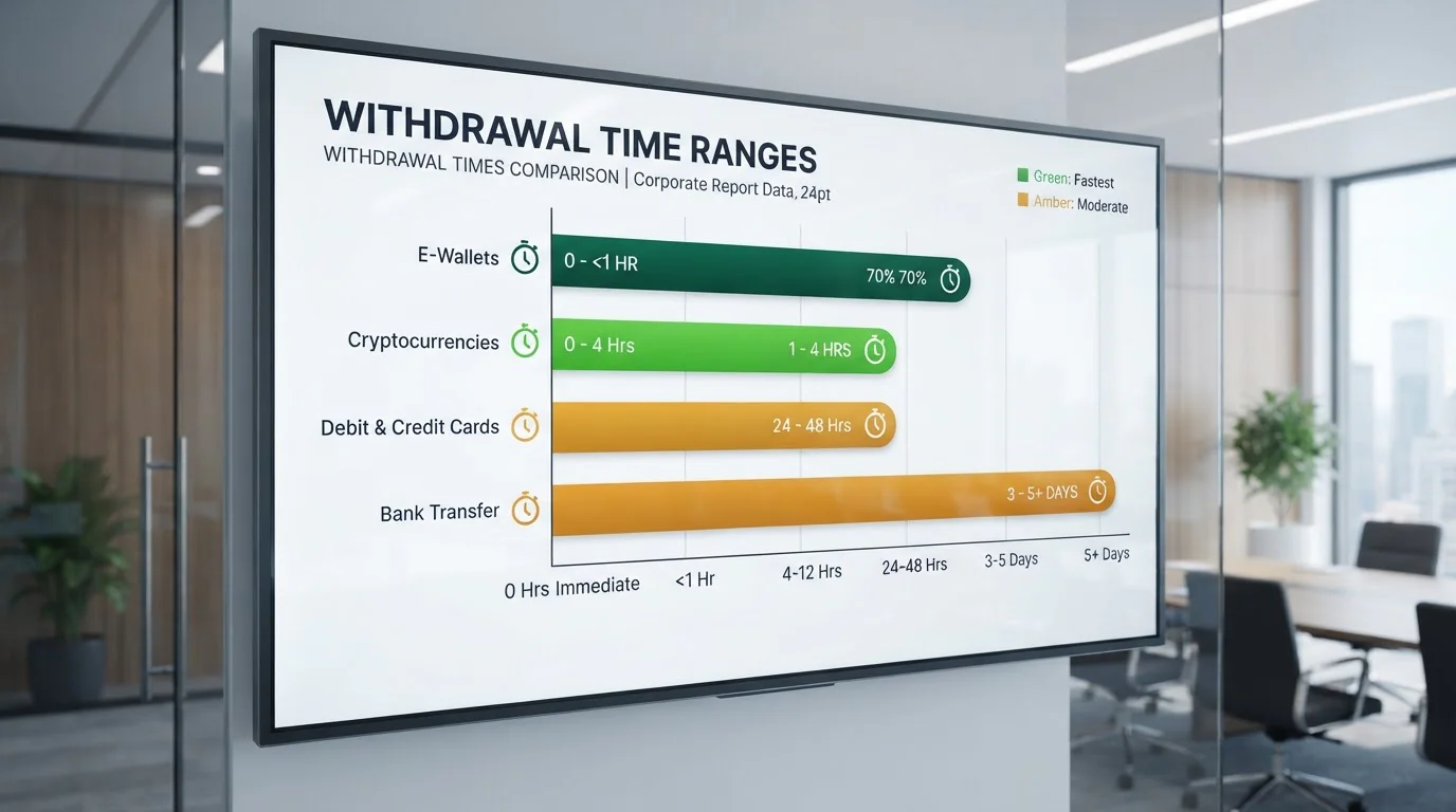 Australian online casino operator comparison showing withdrawal times