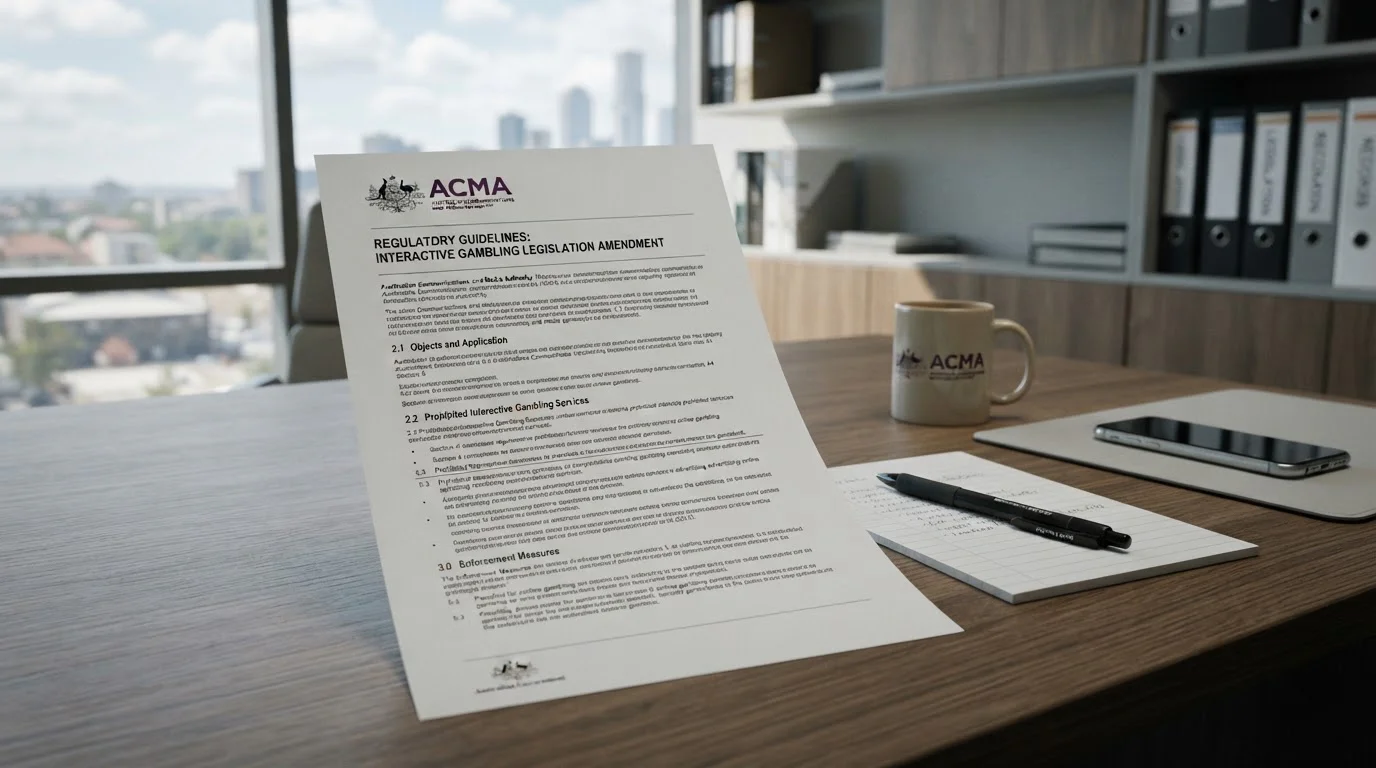 Clean document showing Interactive Gambling Act 2001 with ACMA logo and regulatory text