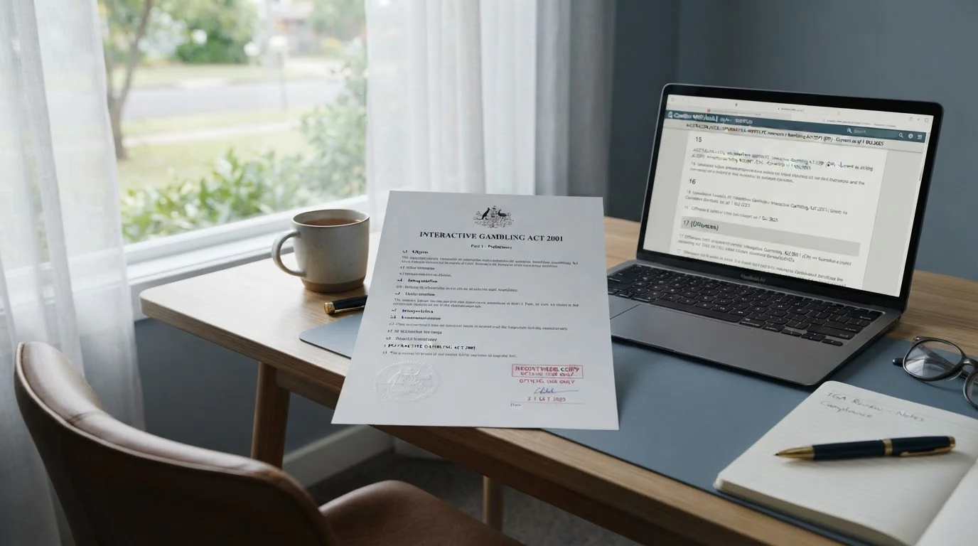 Official Australian legal document showing Interactive Gambling Act text with government stamp
