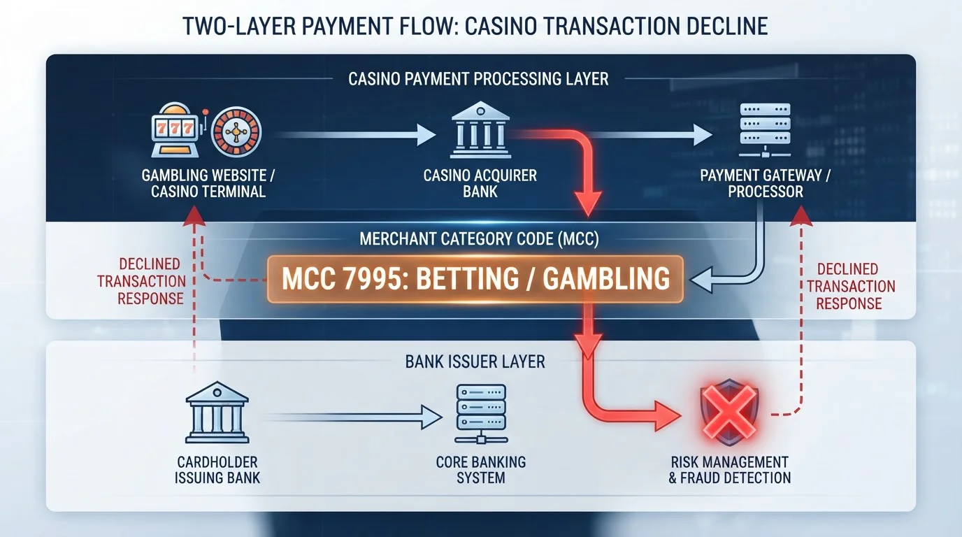 Australian bank blocking gambling transaction with merchant category code MCC 7995