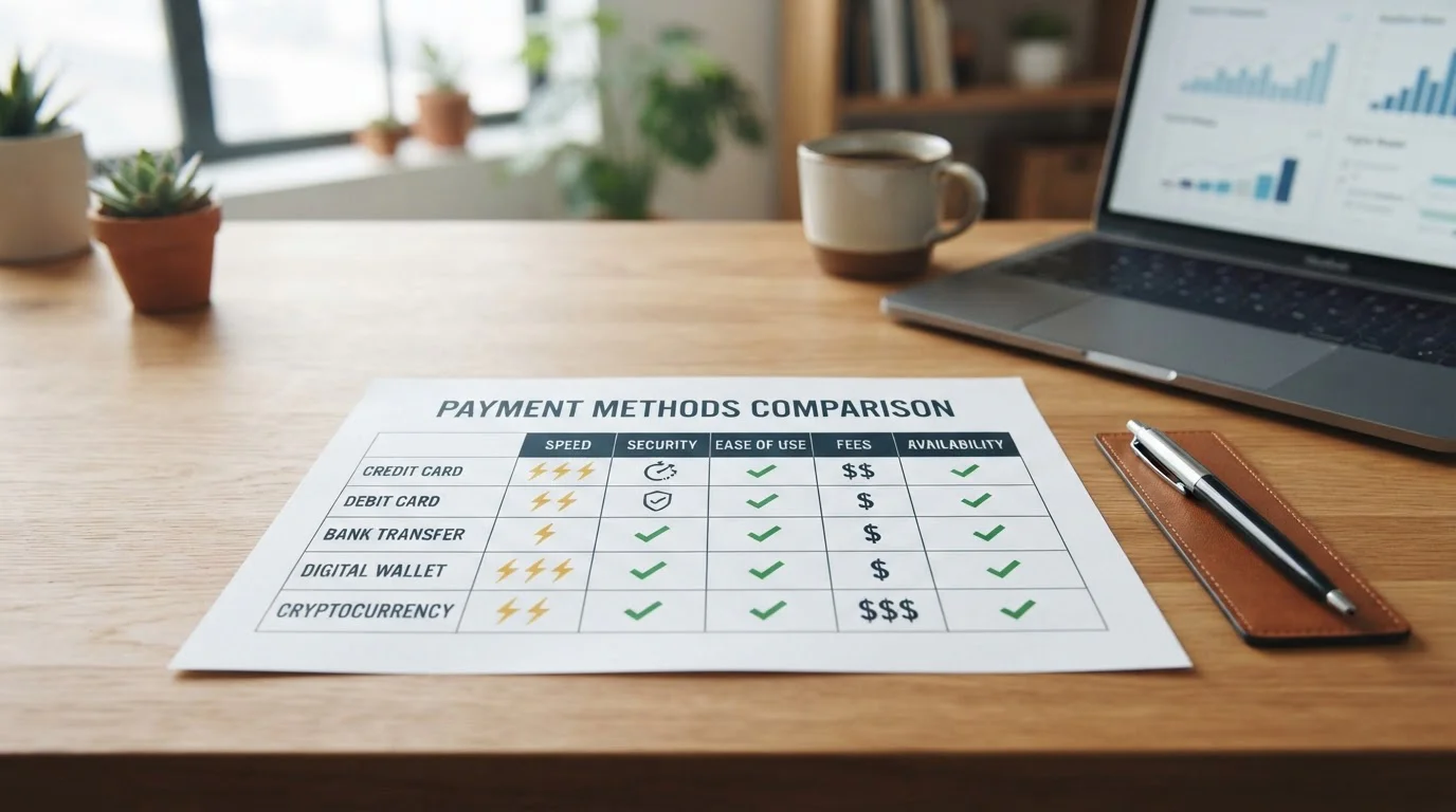 Comparison chart showing Australian payment methods with instant bank transfer options highlighted
