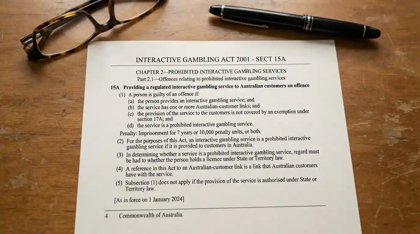 Official document showing Australian gambling legislation excerpt
