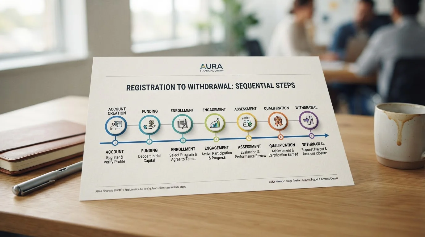 Timeline infographic showing casino registration to withdrawal process