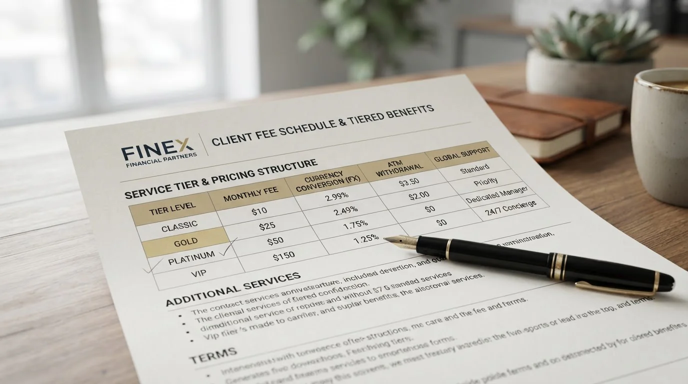 Document showing ecoPayz fee structure with tier levels and percentage calculations