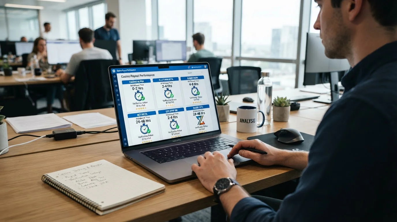 Comparison dashboard showing multiple crypto casino platforms with transaction times