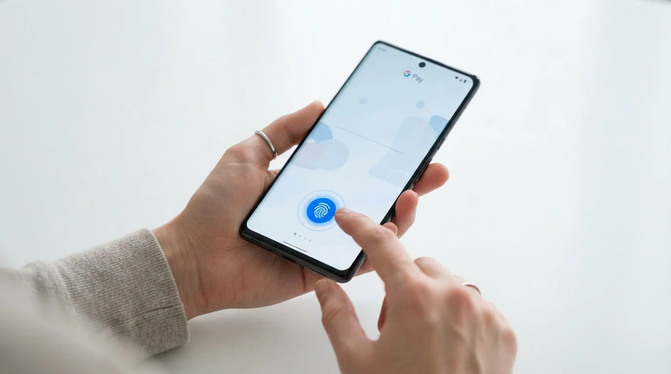 Smartphone screen showing Google Pay authentication for online casino deposit