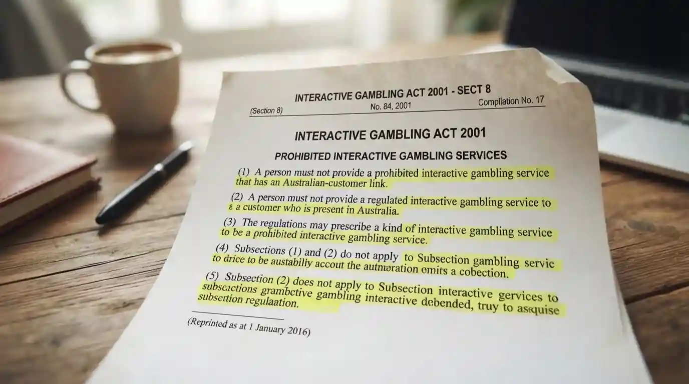 Copy of Interactive Gambling Act statute document with key sections highlighted