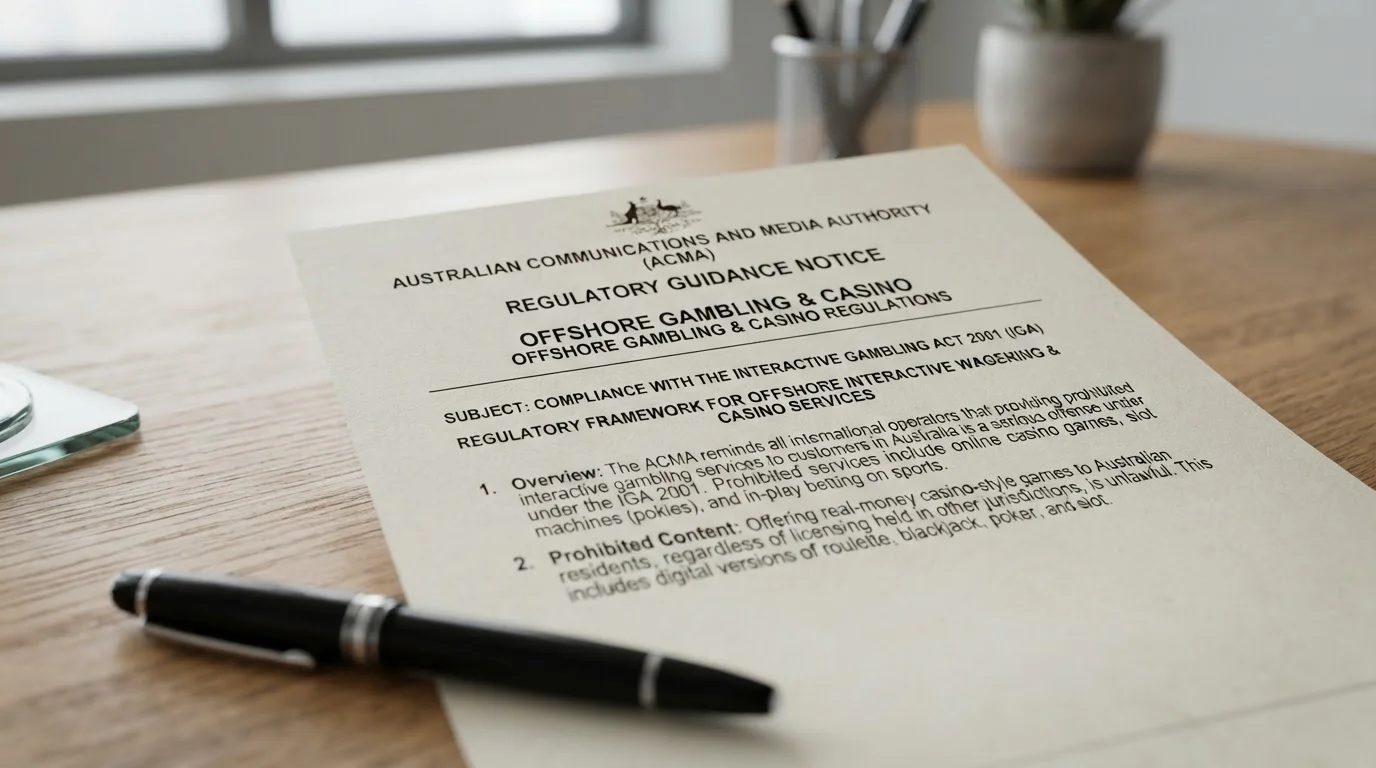 Australian Communications and Media Authority document with offshore casino regulations