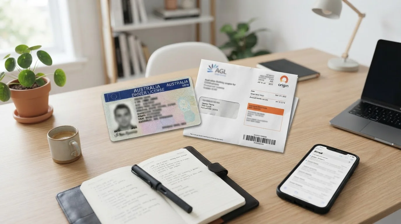 Driver license and utility bill documents prepared for casino account verification