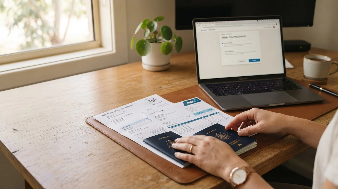 Person reviewing casino verification documents at organized workspace
