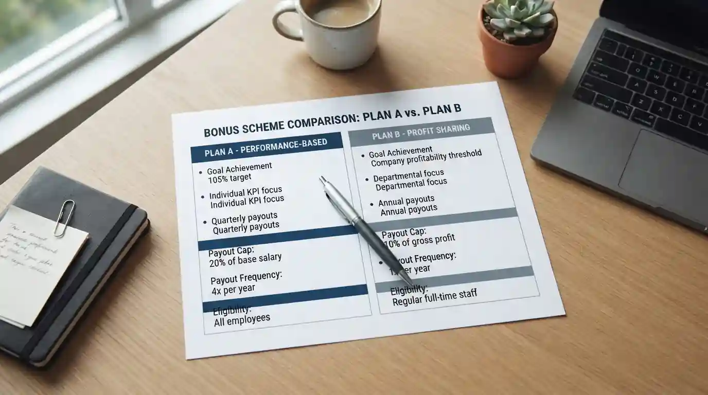 Side-by-side comparison document showing bonus types and risk profiles