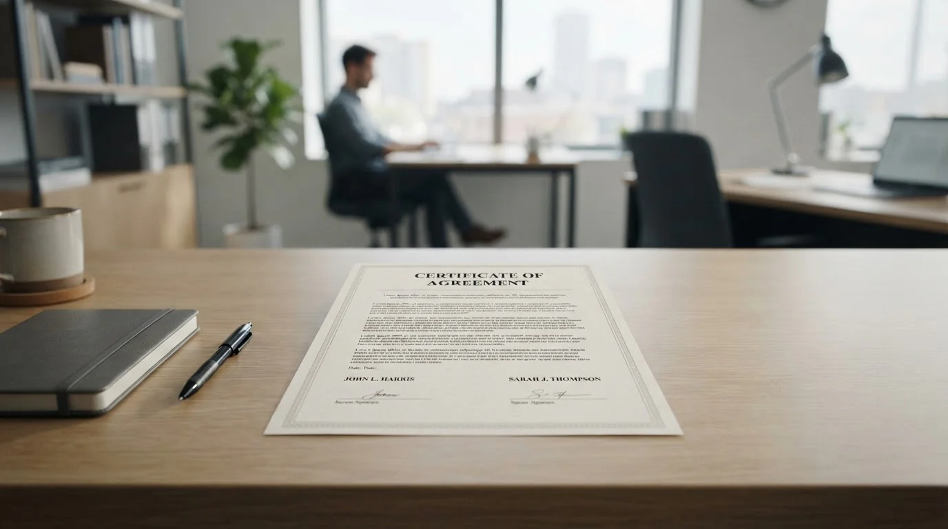 Generic legal document with no crest or identifying marks on desk