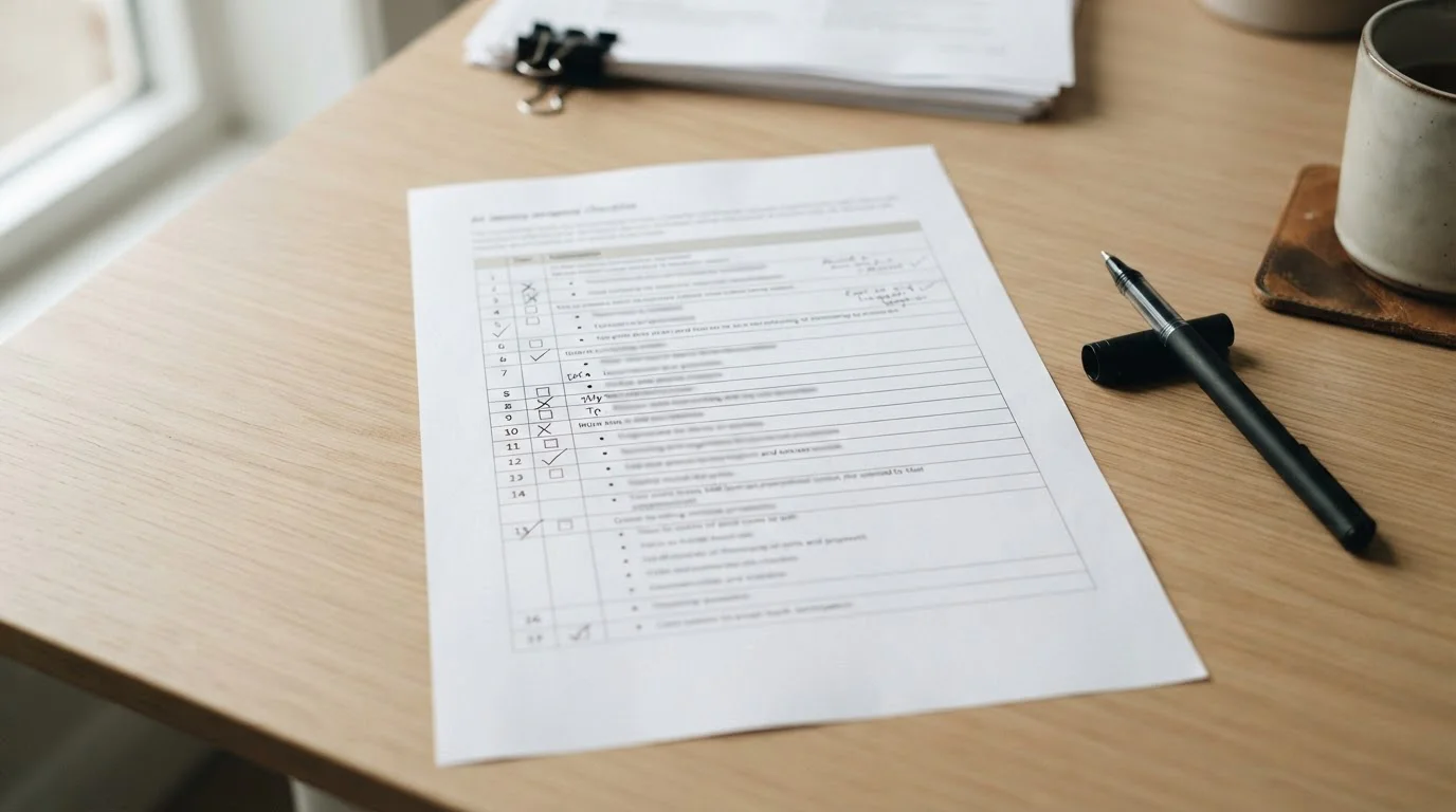 Checklist document for verifying offshore casino license and bonus terms