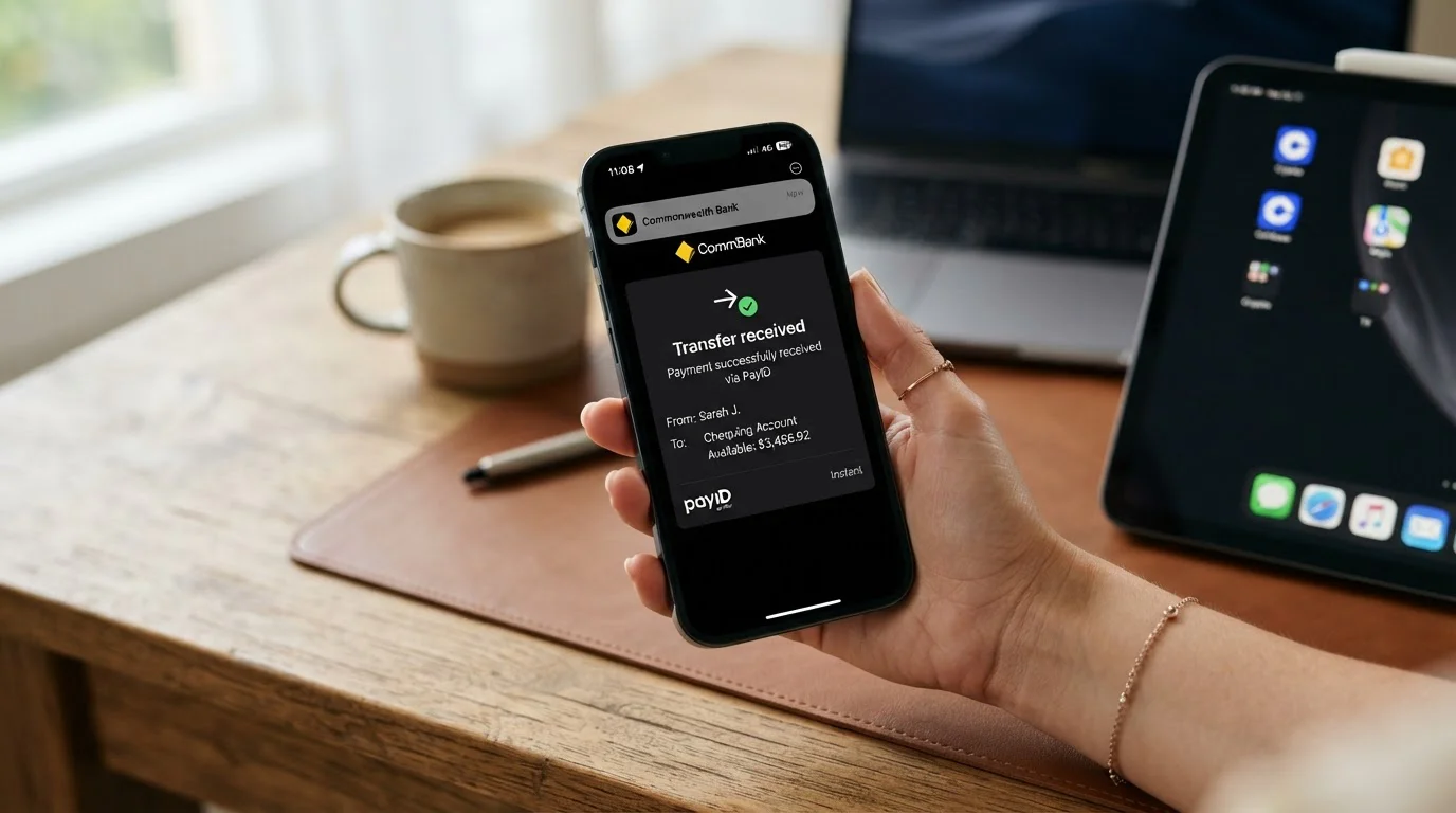 PayID mobile banking notification showing instant transfer confirmation on Australian smartphone