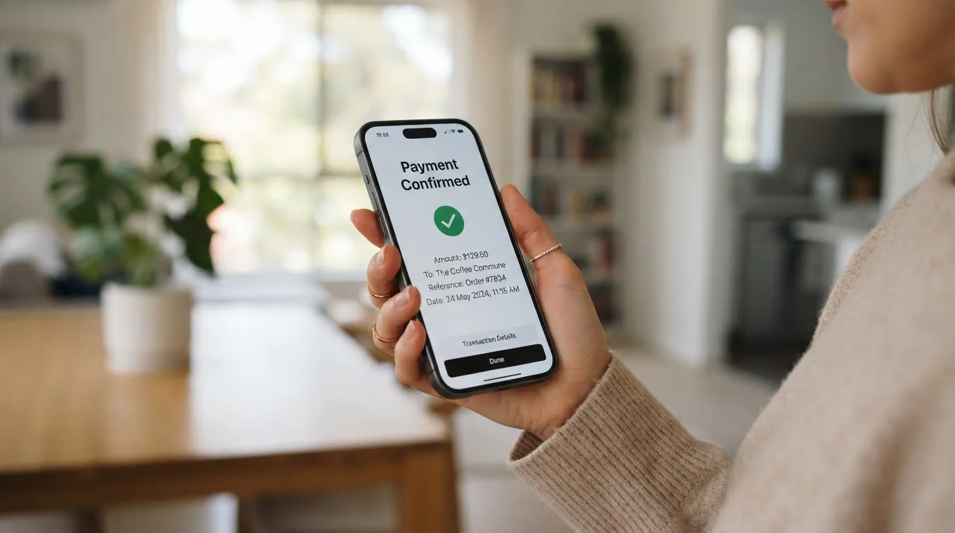 Smartphone displaying PayID instant bank transfer interface for casino deposits