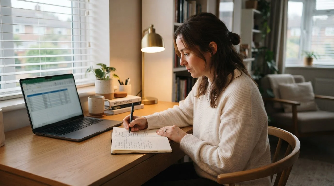 Person comparing offshore casino licence details in a notebook at a home desk