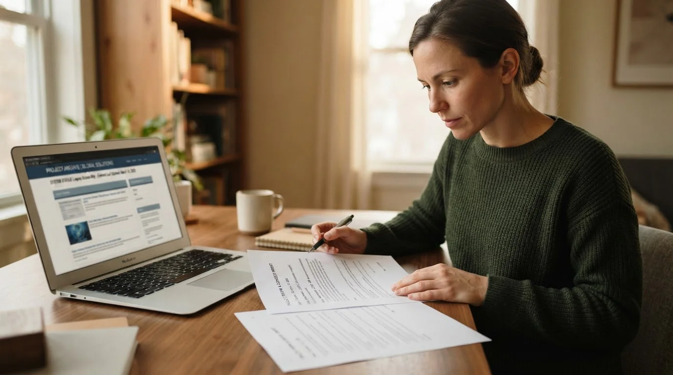 Person at desk reviewing outdated casino payment guide with calendar showing 2023 closure date