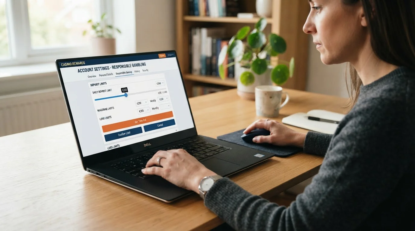 Person setting deposit limits on casino account dashboard