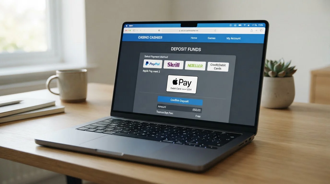 Casino cashier showing Safari browser requirement for Apple Pay