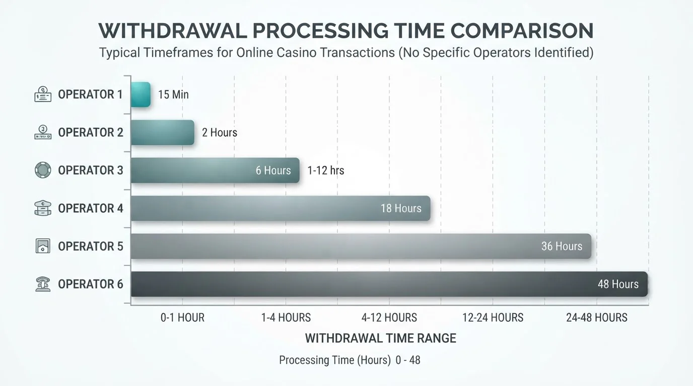 Comparison chart showing Skrill withdrawal speeds across different offshore casino operators