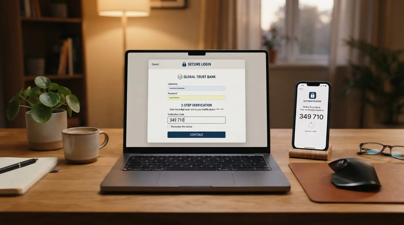 Modern laptop displaying secure online banking authentication screen for casino deposit