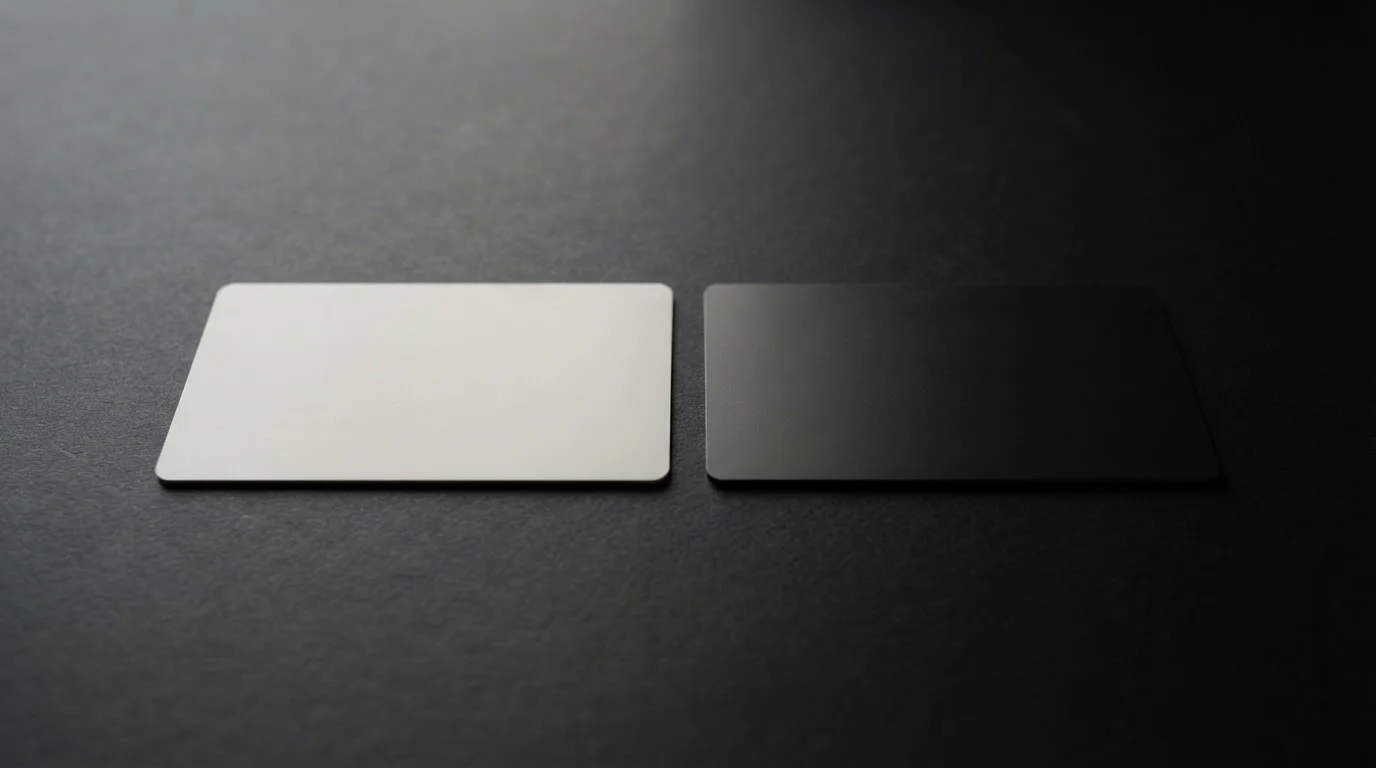 Two unmarked payment tokens side by side on a plain surface, one in shadow